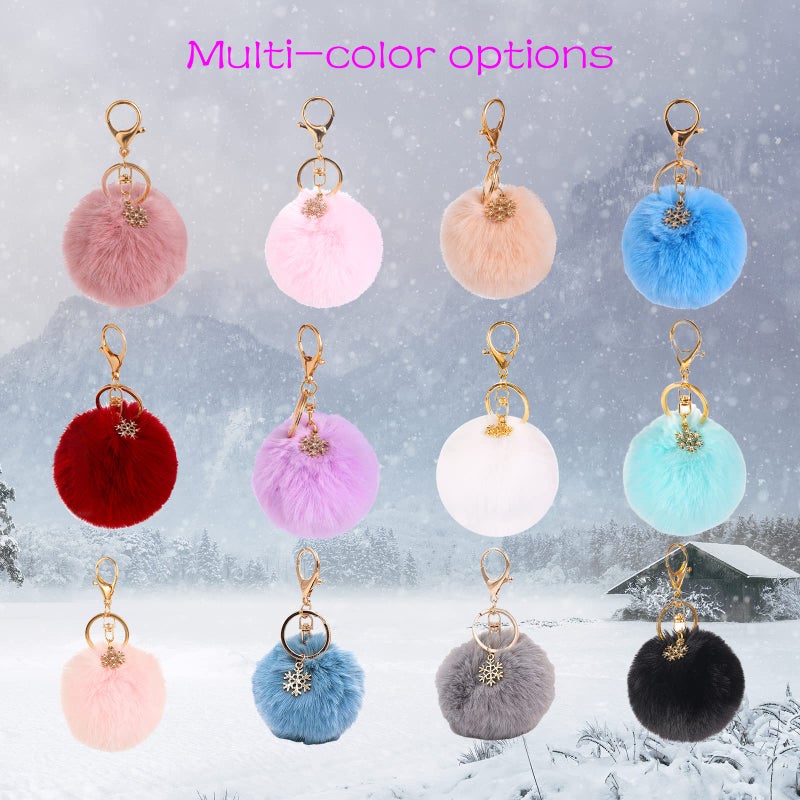 Kinglighten Pom Pom Keychain Artificial Fur Ball Keychain Fluffy Accessories Car Bag Charm (white) - Image 3